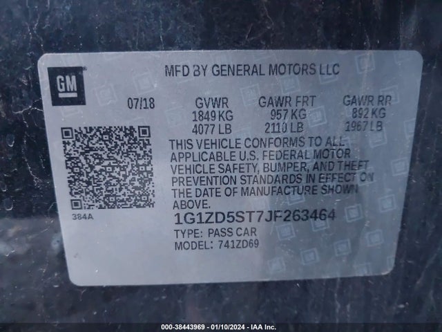 Chevrolet MALIBU LT 2018 1G1ZD5ST7JF263464 Image 9