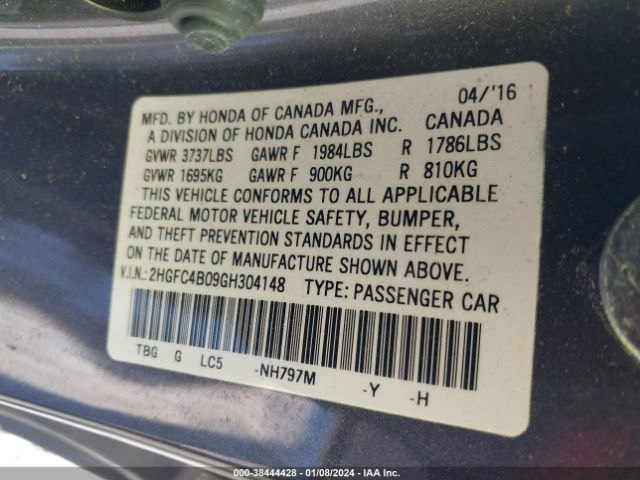 2HGFC4B09GH304148 Honda Civic Lx-p