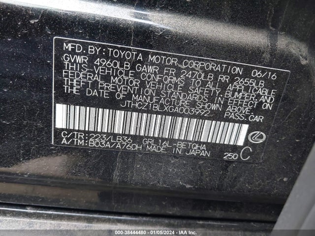 JTHCZ1BLXGA003992 Lexus GS 350