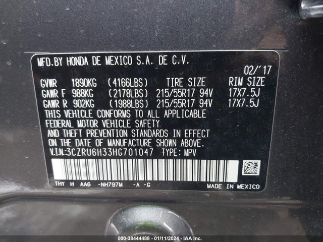 Honda HR-V LX 2017 3CZRU6H33HG701047 Image 9