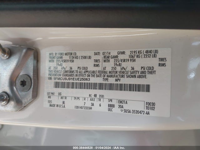 Ford Escape Titanium 2014 1FMCU9J91EUE25063 Image 9