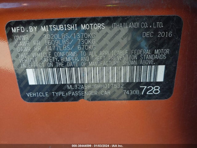 ML32A5HJ6HH017532 Mitsubishi Mirage Gt