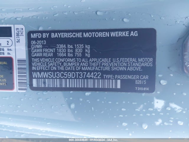 2013 MINI HARDTOP WMWSU3C59DT374422 Photo 8
