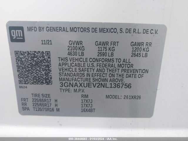 Chevrolet Equinox Awd Lt 2022 3GNAXUEV2NL136756 Image 9