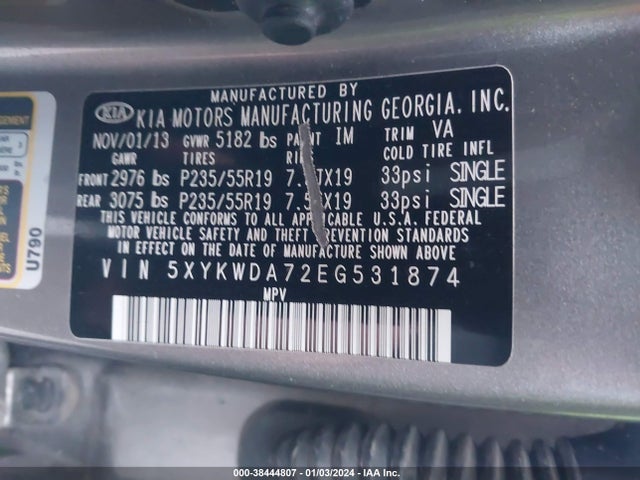 KIA Sorento Limited V6 2014 5XYKWDA72EG531874 Image 9