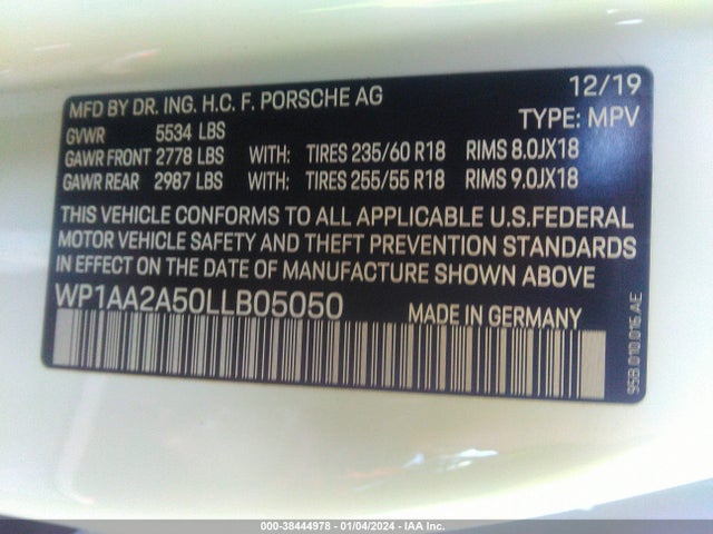 2020 PORSCHE MACAN WP1AA2A50LLB05050 Photo 8