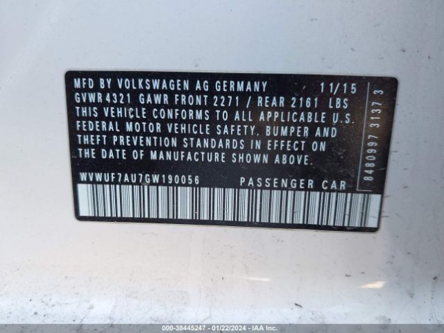 WVWUF7AU7GW190056 Volkswagen Golf R 4-door