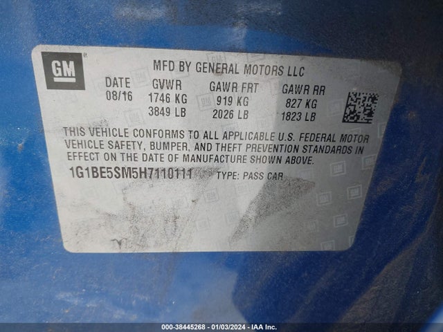 Chevrolet Cruze Lt Auto 2017 1G1BE5SM5H7110111 Image 9