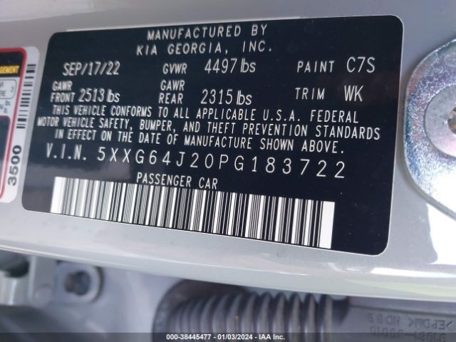 5XXG64J20PG183722 KIA K5 Gt-line