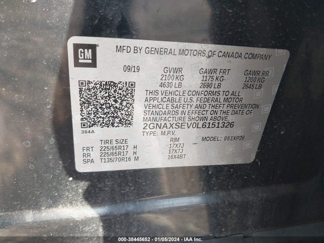 Chevrolet Equinox Awd Ls 2020 2GNAXSEV0L6151326 Image 9