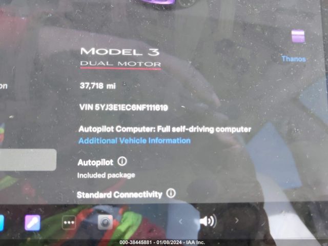 5YJ3E1EC6NF111619 Tesla Model 3 Performance Dual Motor All-wheel Drive