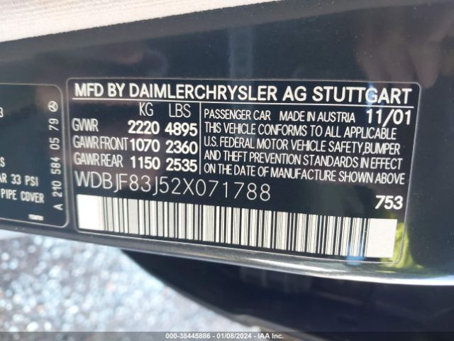 2002 MERCEDES-BENZ E-CLASS WDBJF83J52X071788 Photo 8