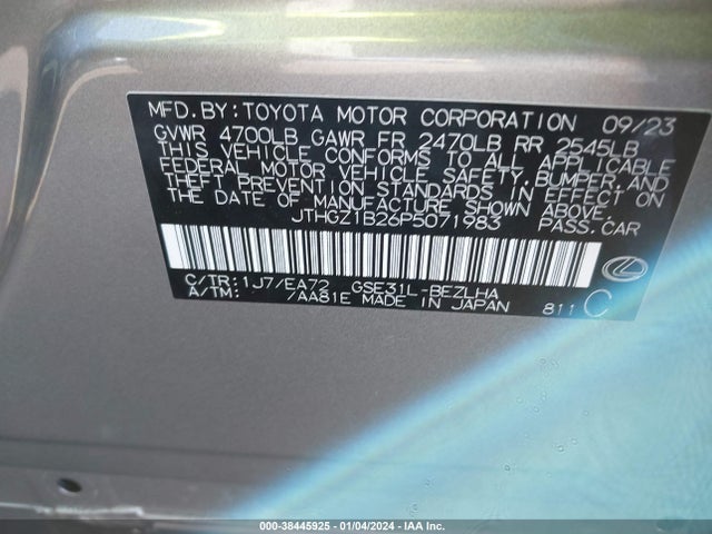 2023 LEXUS IS 350 F-SPORT VIN: JTHGZ1B26P5071983