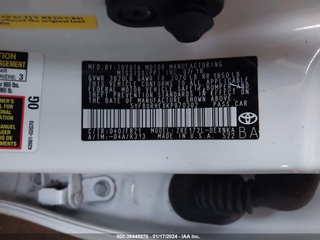 Toyota COROLLA LE 2019 5YFBURHEXKP870302 Image 9