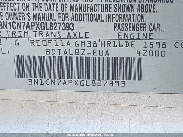 Nissan Versa 1.6 Sv 2016 3N1CN7APXGL827393 Image 9