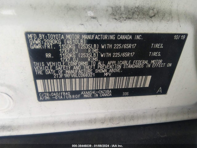 Toyota RAV4 LE 2020 2T3F1RFV6LC068321 Image 9