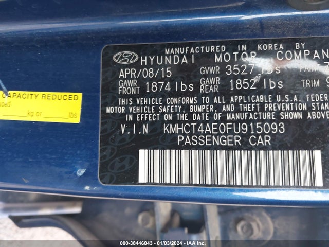 Hyundai ACCENT GLS 2015 KMHCT4AE0FU915093 Image 9