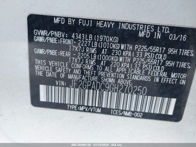 JF2GPADC9GH270250 Subaru Crosstrek 2.0i Premium