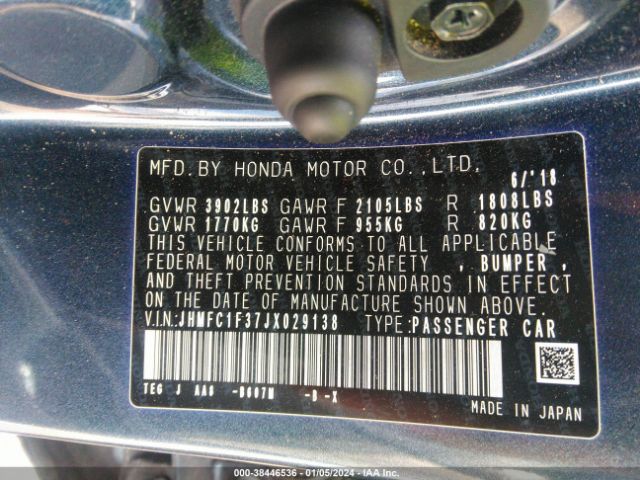 JHMFC1F37JX029138 Honda Civic Ex-t