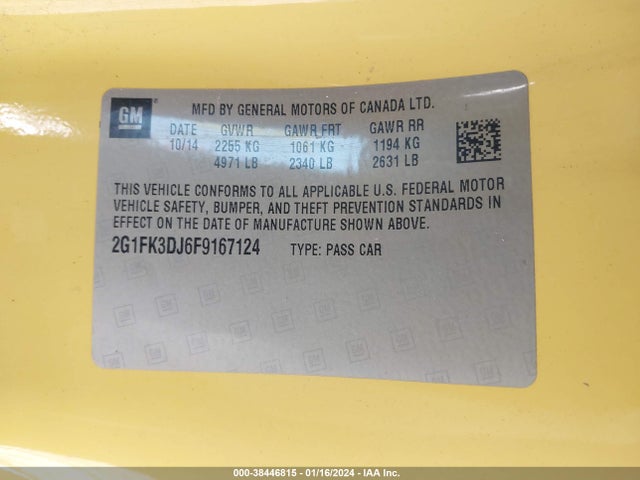 Chevrolet CAMARO 2SS 2015 2G1FK3DJ6F9167124 Image 9