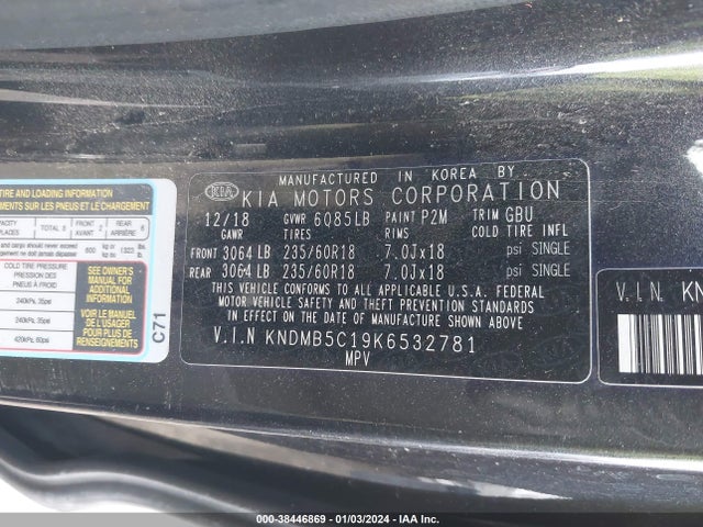 KIA SEDONA EX 2019 KNDMB5C19K6532781 Image 9