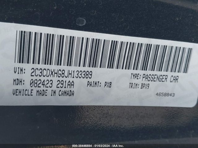 2C3CDXHG8JH133389 Dodge Charger Sxt Plus Rwd