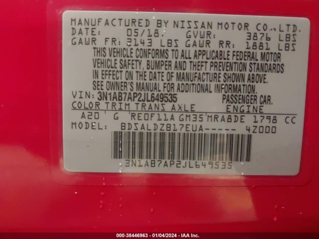 Nissan SENTRA SV 2018 3N1AB7AP2JL649535 Image 9