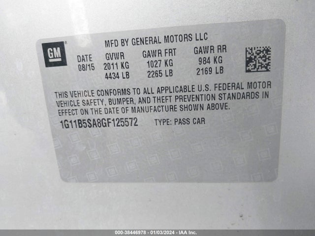 Chevrolet Malibu Limited Ls 2016 1G11B5SA8GF125572 Image 9