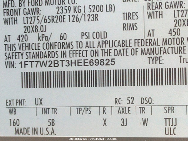 Ford F-250 Lariat 2017 1FT7W2BT3HEE69825 Image 9