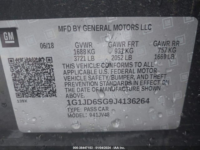Chevrolet Sonic Lt Auto 2018 1G1JD6SG9J4136264 Image 9