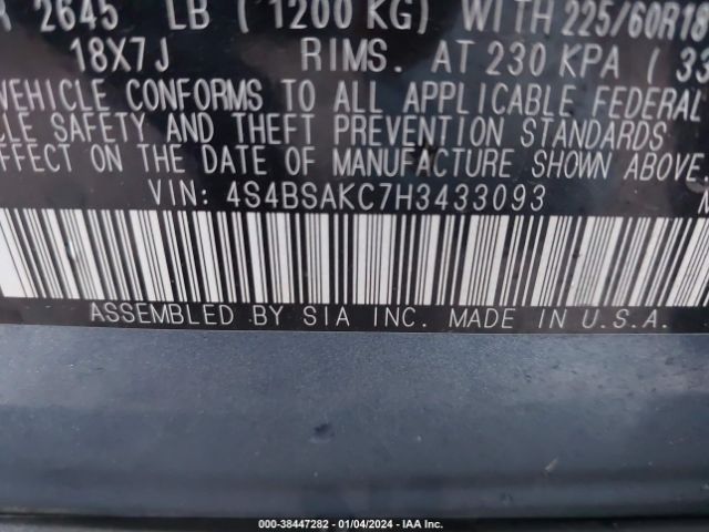 4S4BSAKC7H3433093 Subaru Outback 2.5i Limited