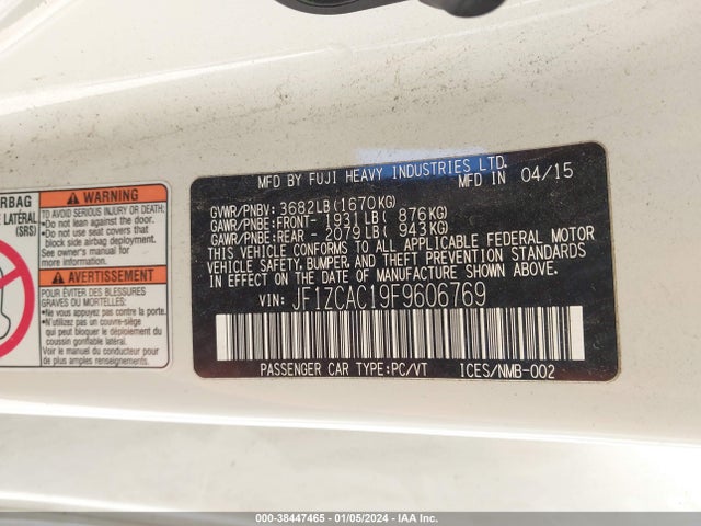 Subaru Brz Limited 2015 JF1ZCAC19F9606769 Image 9