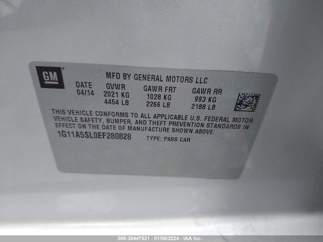 Chevrolet Malibu 1fl 2014 1G11A5SL0EF280828 Image 9