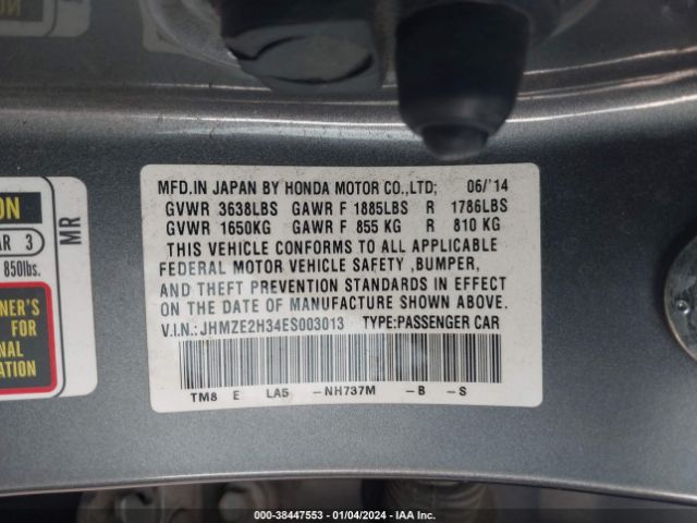 JHMZE2H34ES003013 Honda Insight