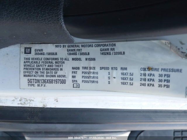 2006 HUMMER H3 SUV VIN: 5GTDN136X68197500