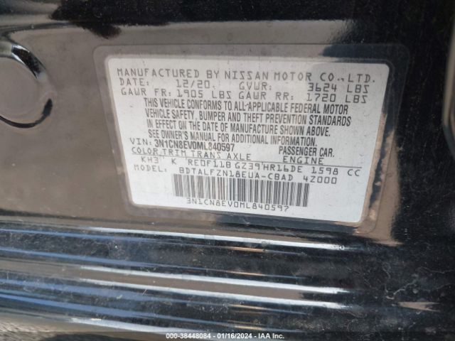 3N1CN8EV0ML840597 Nissan Versa Sv Xtronic Cvt