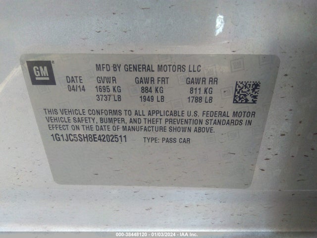 Chevrolet Sonic Lt Auto 2014 1G1JC5SH8E4202511 Image 9