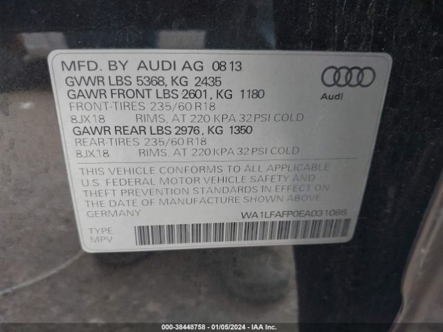 2014 AUDI Q5 WA1LFAFP0EA031086 Photo 8