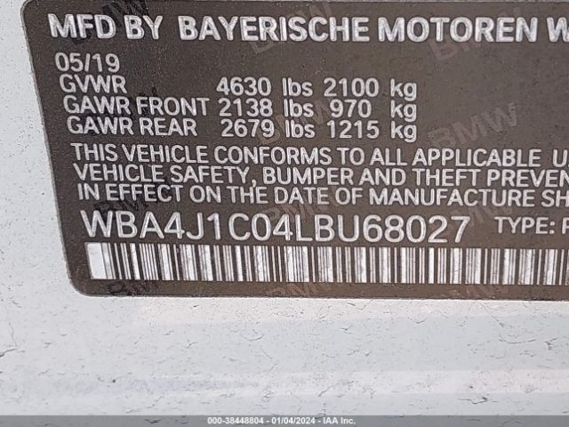 WBA4J1C04LBU68027 BMW 430i Gran Coupe
