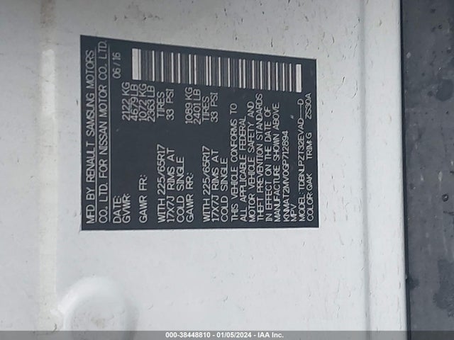 Nissan ROGUE S 2016 KNMAT2MV0GP712894 Image 9