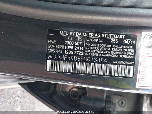 2014 MERCEDES-BENZ E 350 VIN: WDDHF5KB8EB013884