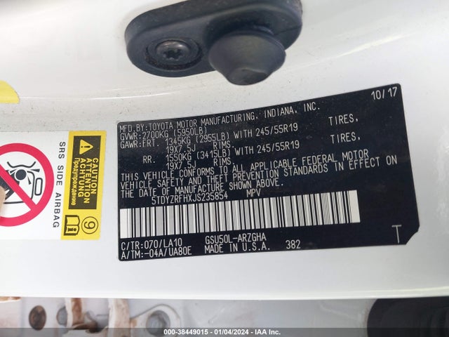 Toyota Highlander Limited 2018 5TDYZRFHXJS235854 Image 9