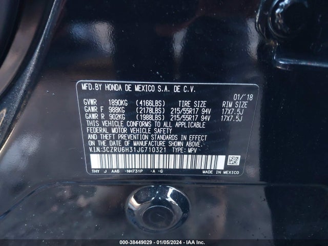 Honda HR-V LX 2018 3CZRU6H31JG710321 Image 9