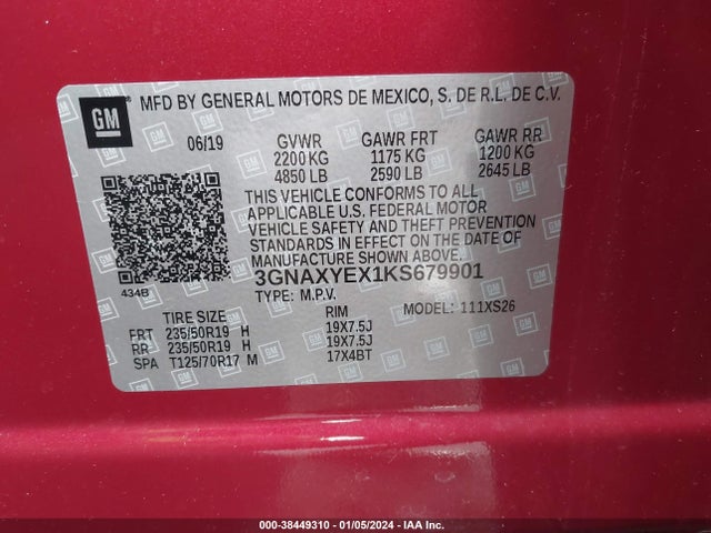 Chevrolet Equinox Premier 2019 3GNAXYEX1KS679901 Image 9