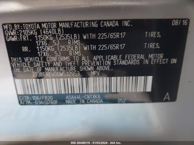 Toyota RAV4 LE 2016 2T3BFREV0GW532953 Image 9