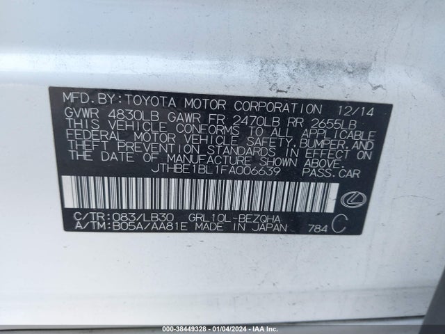 JTHBE1BL1FA006639 Lexus GS 350