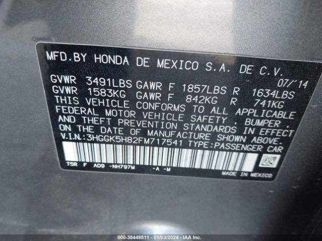 3HGGK5H82FM717541 Honda Fit Ex/ex-l