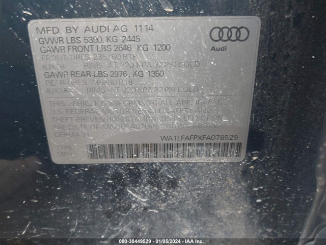 WA1LFAFPXFA078529 Audi Q5 2.0t Premium