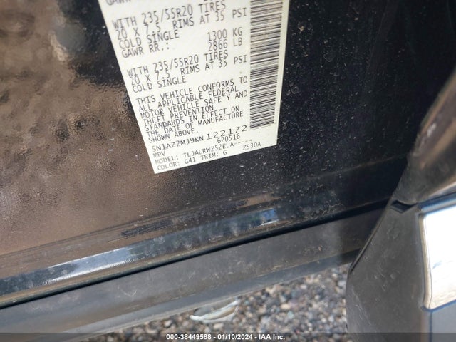 Nissan MURANO SL 2019 5N1AZ2MJ9KN122172 Image 9
