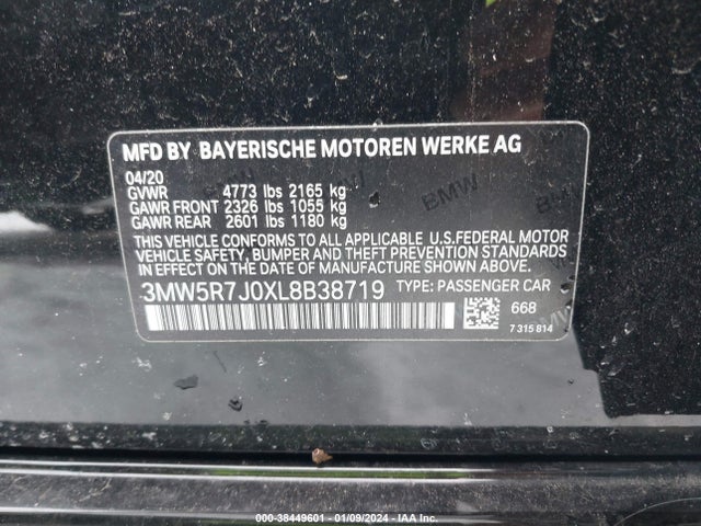 BMW 330i Xdrive 2020 3MW5R7J0XL8B38719 Image 9